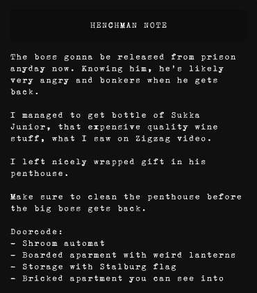 Henchman Note