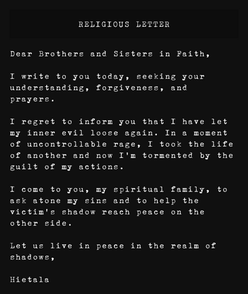 Religious Letter note