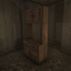 Large Wooden Cupboard Available to buy for 682 at Möbelmann Furnitures Can be crafted from found blueprint Can be gathered from cleaning Player's Tenement Has 40 item slots