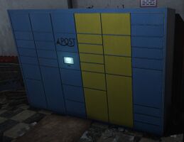 A parcel locker insider O-Market Trade Road