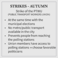 Slide in a projector about the PTWU strike.