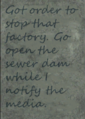 Unsigned note left near motor factory.