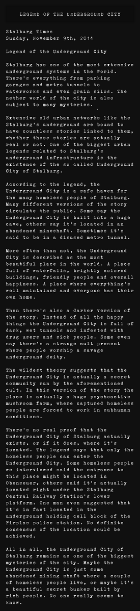 Legend of the Underground City note